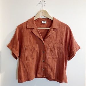 Dusty Brown Short Sleeve Button Down